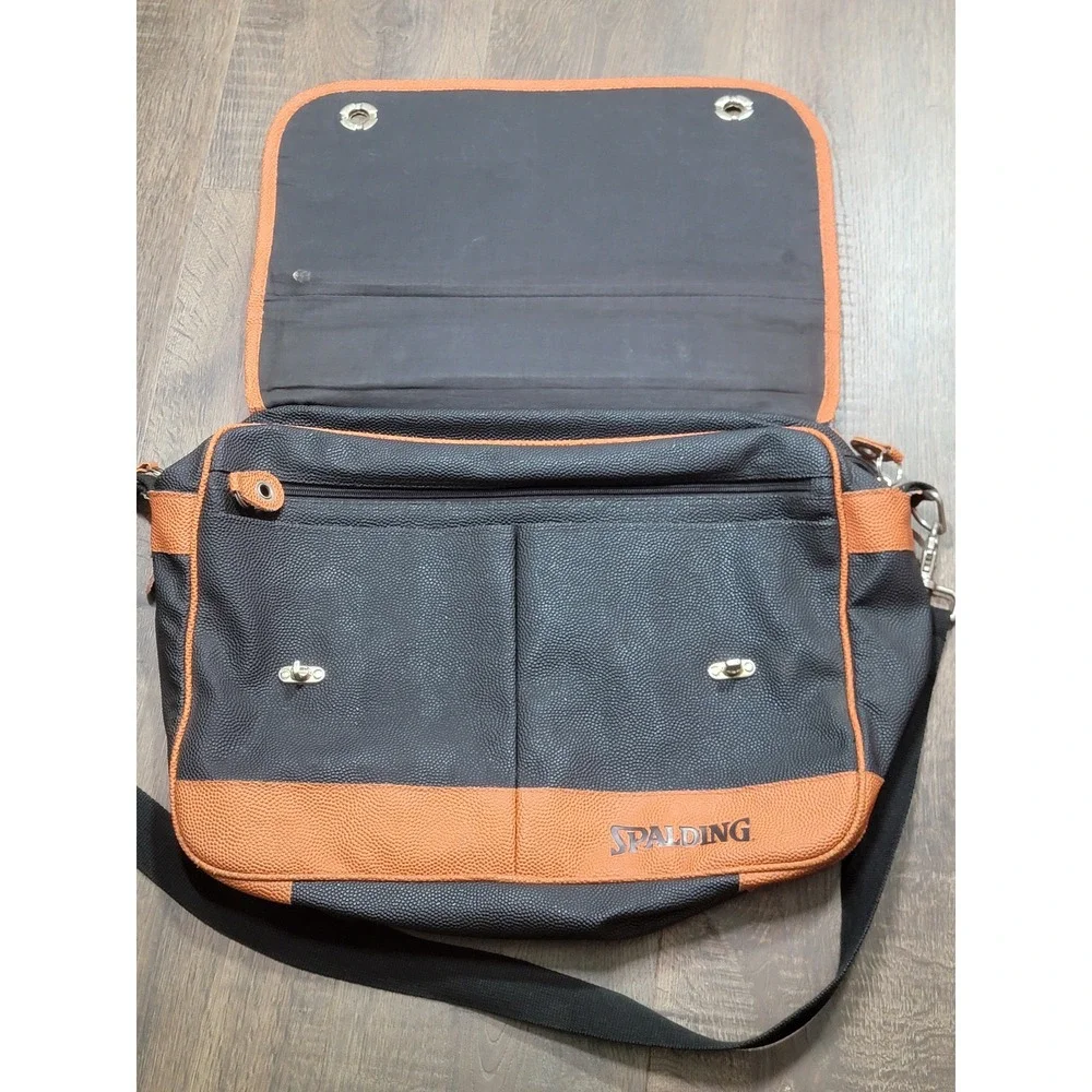 Vintage NBA Spalding Messenger Bag Laptop Bag Basketball‎ Fan Gear Orange Black
